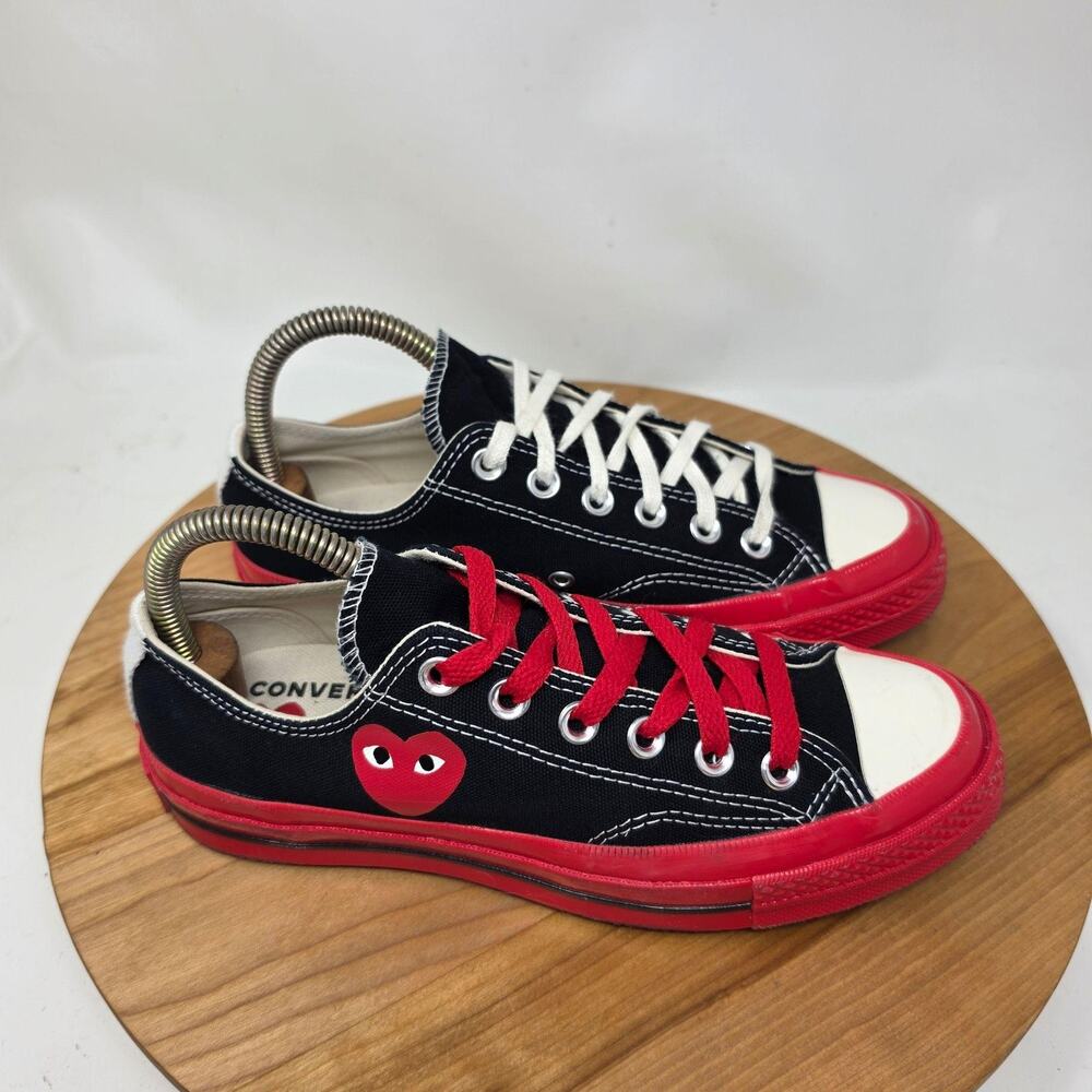 Comme des Garcons Play x Converse Sneakers Womens 8 Play Chuck 70 Low Black Red